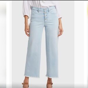 NYDJ Teresa Frayed Exposed Button High Waist Ankle Wide Leg Jeans 14W NWT